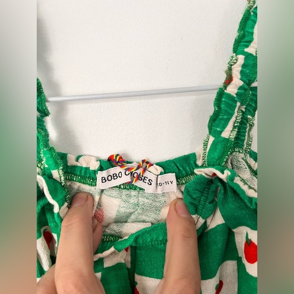 Bobo Choses Green Romper with Red Apple Design - Picture 4 of 5